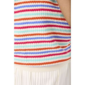 GARCIA Dames Trui - Wit - Ajour Gebreide Trui met Streeppatroon