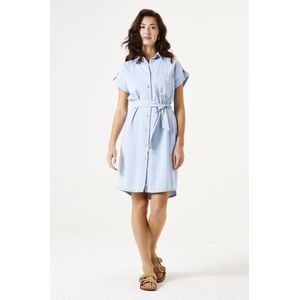 GARCIA Dames Jurk - Blauw - Denim met Korte Mouwen en Tailleceintuur