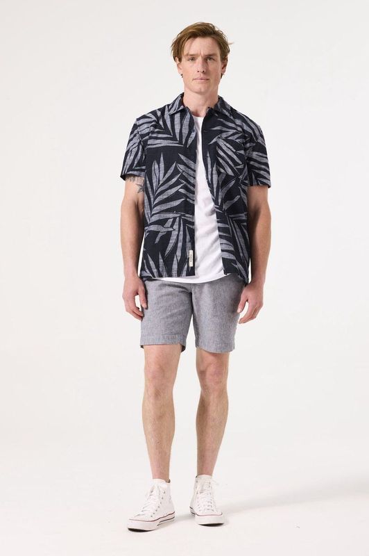 GARCIA - Heren Short - Blauw - Katoen/Linnen - Elastische Tailleband