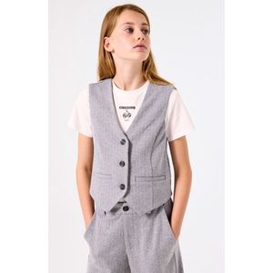 GARCIA Gilet - Grijs - Krijtstreep - Knoopsluiting - V-hals
