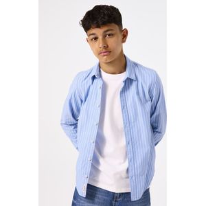 GARCIA Jongens Overhemd - Blauw - Poplin - Streeppatroon