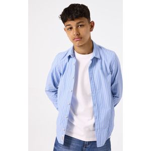 GARCIA Jongens Overhemd - Blauw - Poplin - Streeppatroon