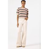 GARCIA Dames Trui - Wit - Katoen - Korte Mouw met Allover Print