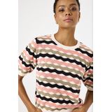 GARCIA Dames Trui - Wit - Katoen - Korte Mouw met Allover Print