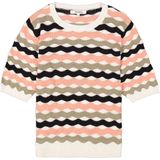 GARCIA Dames Trui - Wit - Katoen - Korte Mouw met Allover Print