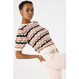 GARCIA Dames Trui - Wit - Katoen - Korte Mouw met Allover Print