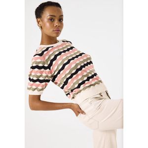 GARCIA Dames Trui - Wit - Katoen - Korte Mouw met Allover Print