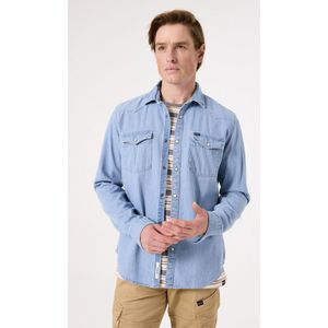 GARCIA - Overhemd - Blauw - Katoen - Denim met Borstzakken