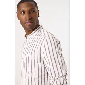 Gestreept Overhemd - Lange Mouwen - Katoen/Linnen - Regular Fit