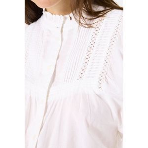 Blouse - Borduursel - Katoen - Opstaande Kraag - Knoopsluiting - Relaxed Fit