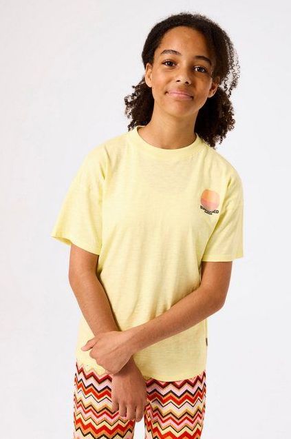 Garcia - T-shirt - Lichtgeel - Katoen - Korte Mouw