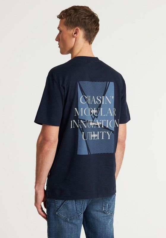 CHASIN' T-shirt Donkerblauw - Katoen - Oversized Pasvorm