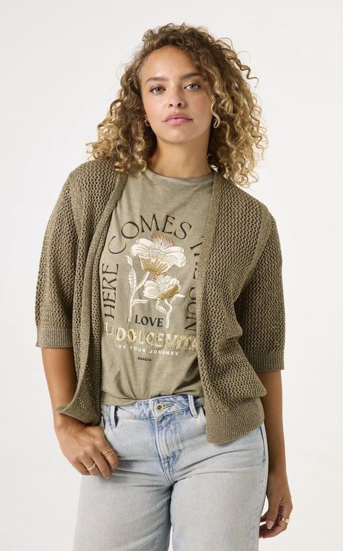 GARCIA - Vest - Groen - Viscose - Opengewerkte Structuur