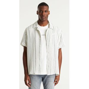 CHASIN' - Regular Shirt - Korte Mouwen - Doby Stripe - Off-White