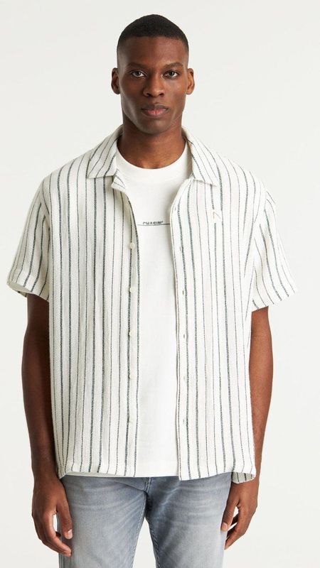 Overhemd - Gestreept - Katoen - Regular Fit - Halve Mouw