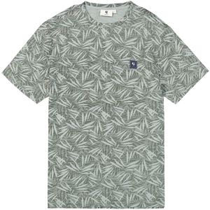 GARCIA T-shirt - Groen - Katoen - Allover Print met Logobadge
