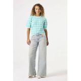 GARCIA Dames Trui - Blauw - Ajour Gebreide Trui met Patroon - Katoen