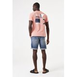GARCIA - Chest Print T-shirt - Roze - Katoen - Korte Mouwen