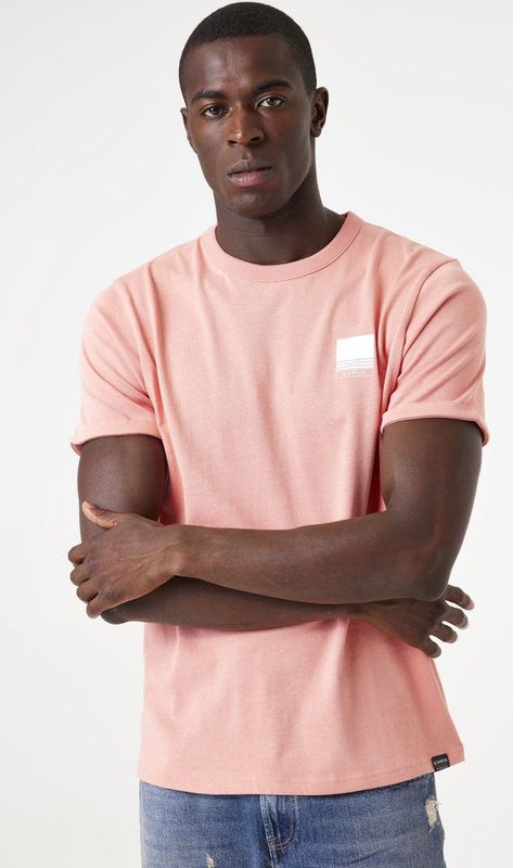 GARCIA - Chest Print T-shirt - Roze - Katoen - Korte Mouwen