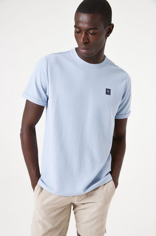 GARCIA T-shirt - Blauw - Korte Mouw - Katoen en Recycled Polyester