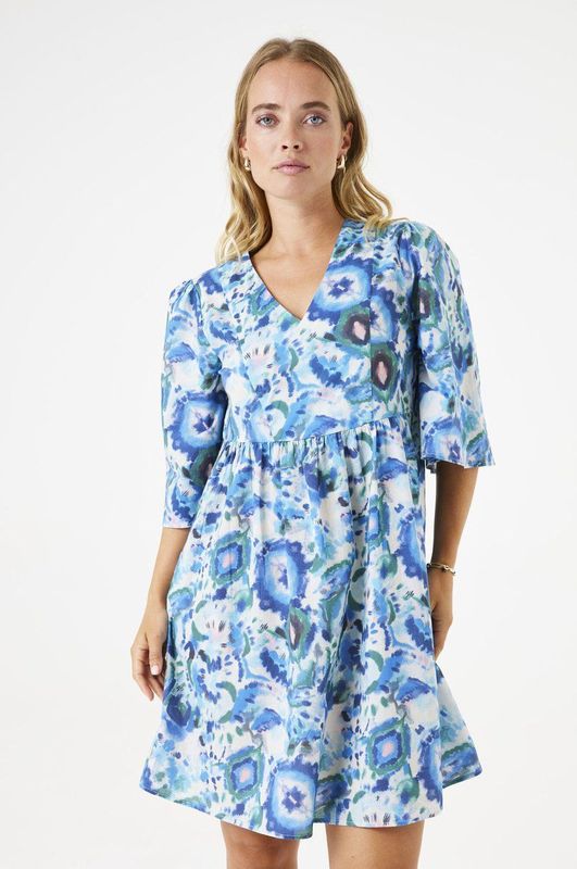 GARCIA Jurk - Blauw - Katoen - Allover Print