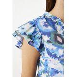 GARCIA - All over print - Blouse - Blauw - Korte Mouwen - 100% Katoen