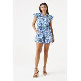 GARCIA - All over print - Blouse - Blauw - Korte Mouwen - 100% Katoen