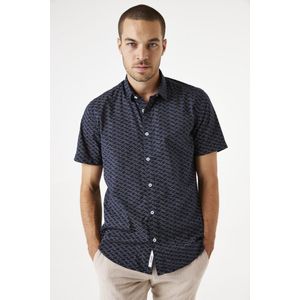 GARCIA - Overhemd - Blauw - Katoen - Korte Mouwen - Allover Print