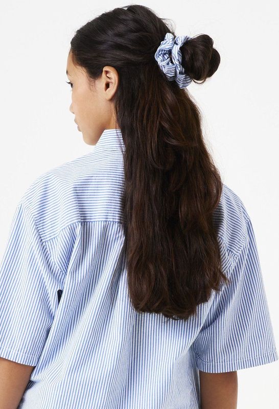 Garcia - Overhemdblouse - Kleur Chambray Blue - Korte Mouwen - Strepenpatroon