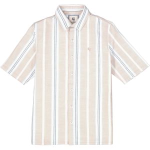 GARCIA Overhemd - Bruin - Korte Mouw - Gestreept Patroon - 100% Katoen