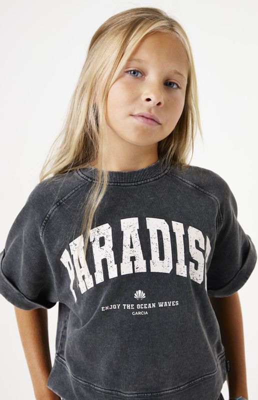 T-shirt - Verwassen Look - Korte Mouwen - Ronde Halslijn - 100% Katoen