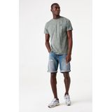 GARCIA - T-shirt - Groen - Katoen en Linnenmix - Met Borstzakje