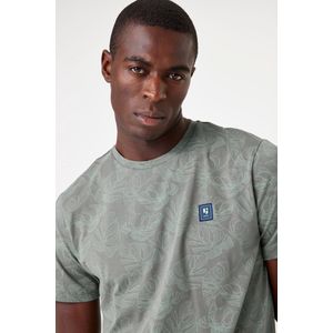 GARCIA - T-shirt - Groen - Katoen en Linnenmix - Met Borstzakje