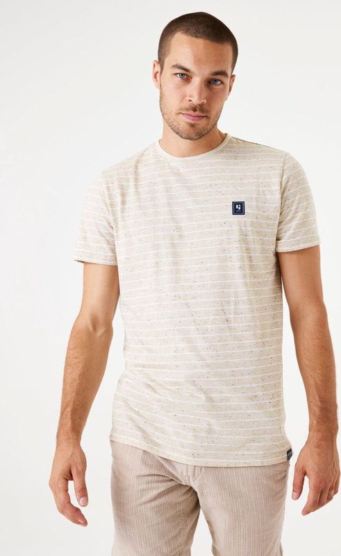Garcia - T-shirt - Streeppatroon - Korte Mouwen - Ronde Hals - Regular Fit - Katoen/Polyester