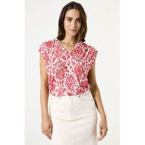 GARCIA - T-shirt - Ausbrenner Effect - Allover Print - Korte Mouwen - V-hals - Regular Fit - 75% Recycled Polyester