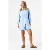 GARCIA - Halflange Blouse - Blauw - Viscose en Linnenmix
