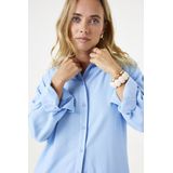 GARCIA - Halflange Blouse - Blauw - Viscose en Linnenmix