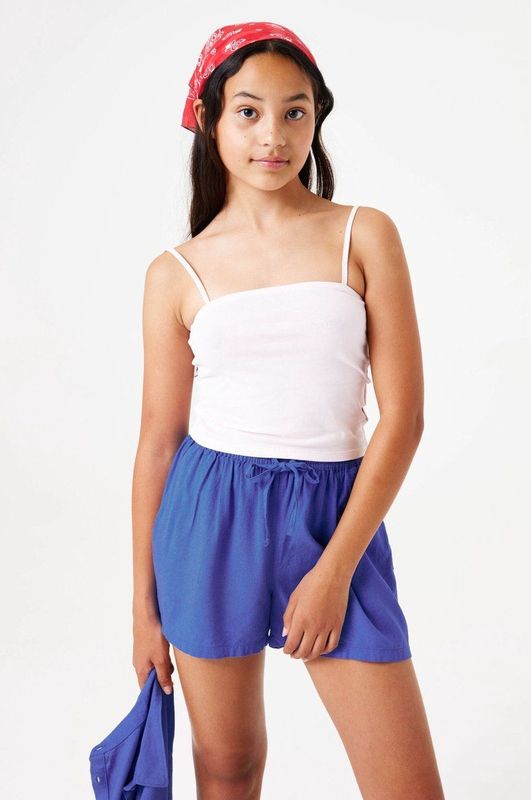 GARCIA Meisjes Shorts - Blauw - 70% Viscose 30% Linnen - Elastische Tailleband