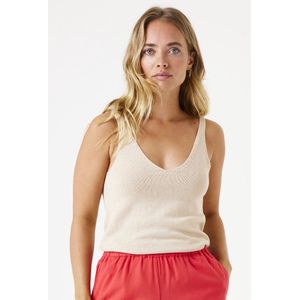 Garcia - Gebreide Singlet - V-hals - Regular Fit - 50% Polyester, 30% Viscose, 20% Linnen