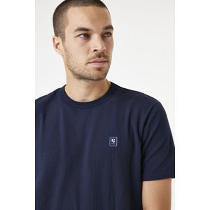 GARCIA T-shirt - Blauw - Korte Mouw - Seersucker - Katoen