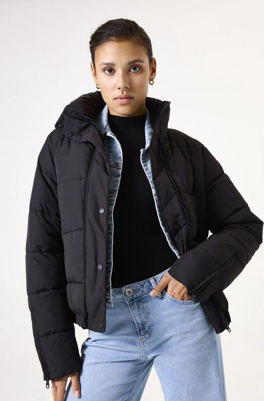 GARCIA - Cropped Pufferjas - Zwart - Dames - Waterafstotend