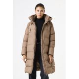 Superdry - Hooded Sports Puffer Mid - Gewatteerde Jas - Beige - Dames