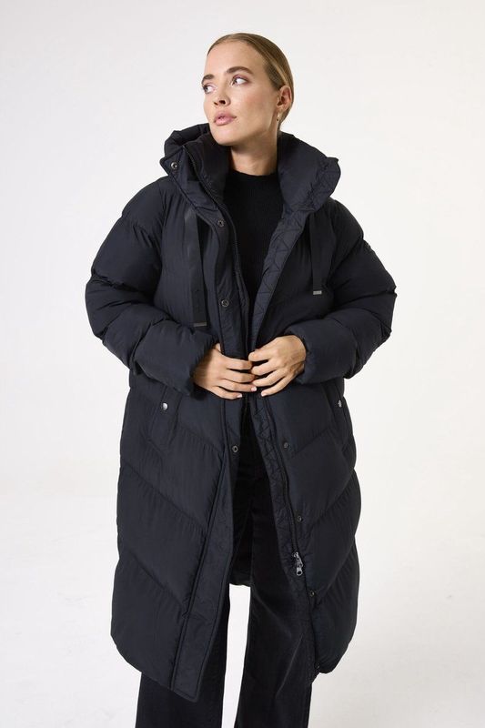 Garcia - GJ500905-60 - Damesjas - Zwart - Pufferdesign - Lange Lengte