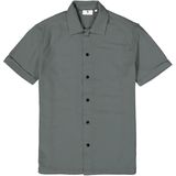 GARCIA Overhemd - Groen - Korte Mouw - Waffelstructuur - 59% Katoen
