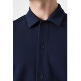 GARCIA Overhemd - Blauw - Korte Mouw - Waffelstructuur - 59% Katoen