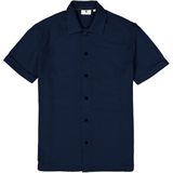 GARCIA Overhemd - Blauw - Korte Mouw - Waffelstructuur - 59% Katoen