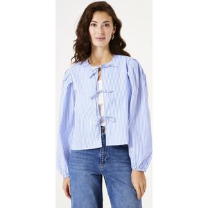 GARCIA - Blouse - Blauw - Katoen - Streeppatroon