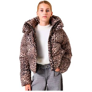 GARCIA - Gewatteerde Pufferjas - Bruin - Imitatie Dons Vulling - Luipaardprint