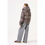 GARCIA - Gewatteerde Pufferjas - Bruin - Met Allover Luipaardprint
