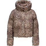GARCIA - Gewatteerde Pufferjas - Bruin - Met Allover Luipaardprint